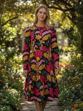 J. Crew Ratti Tiered Popover Cotton Floral Dress Sz 4